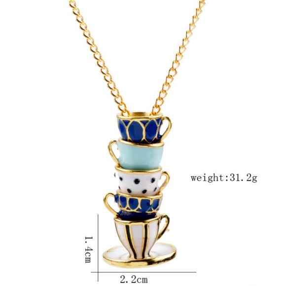 ✨ModCloth Alice Blue Teacups Necklace - Picture 6 of 8